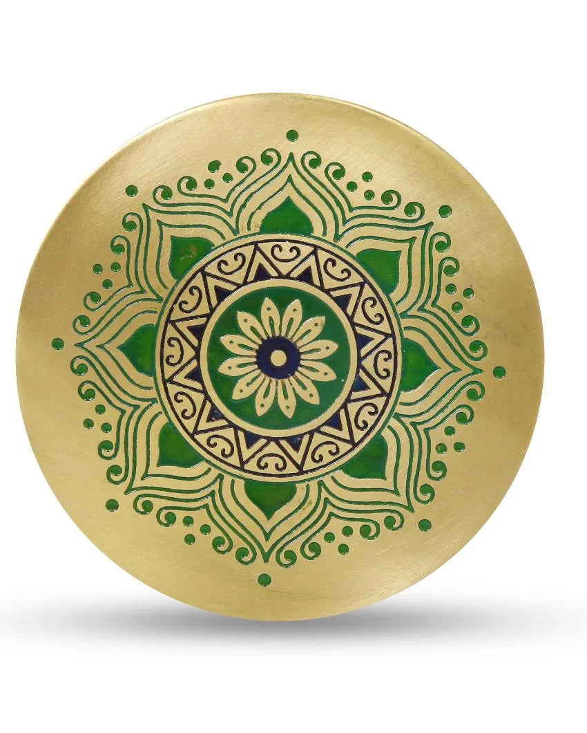 Utsav Brass Coaster | Set of 2 Green