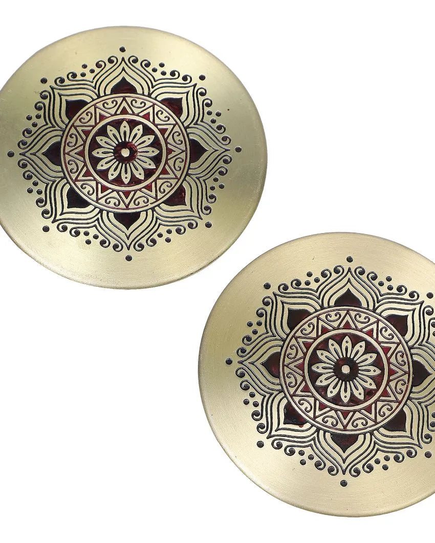 Utsav Brass Coaster | Set of 2 Maroon