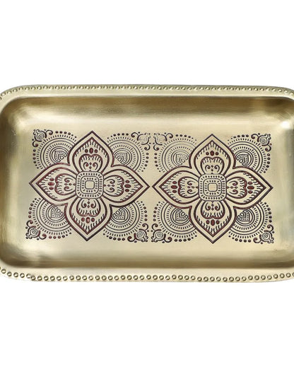 Dohar Brass Rectangular Tray Maroon