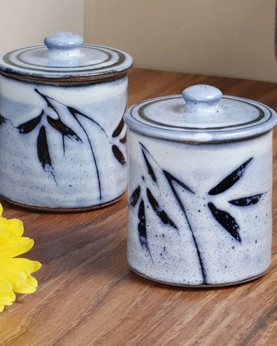 Light Blue Ceramic Jars | Set Of 2