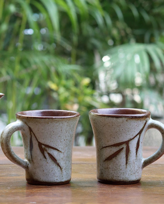 Olive Green Ceramic Moha Mugs | Set Of 2 | 250ml