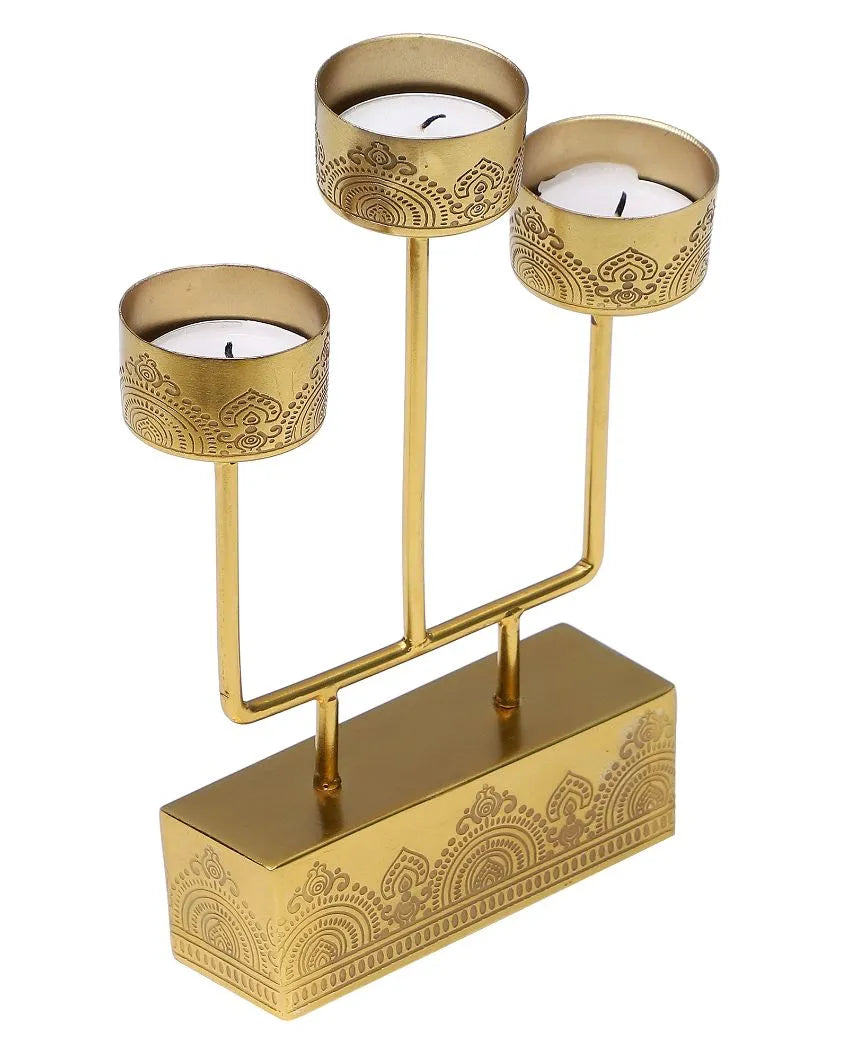 Dohar Brass Plated Tea Light Stand