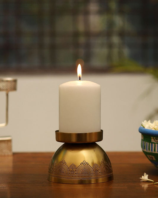 Dohar Brass Plated Candle Stand