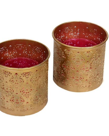 Gandhara Votive With Tea Light Holder | Set Of 2 Pink