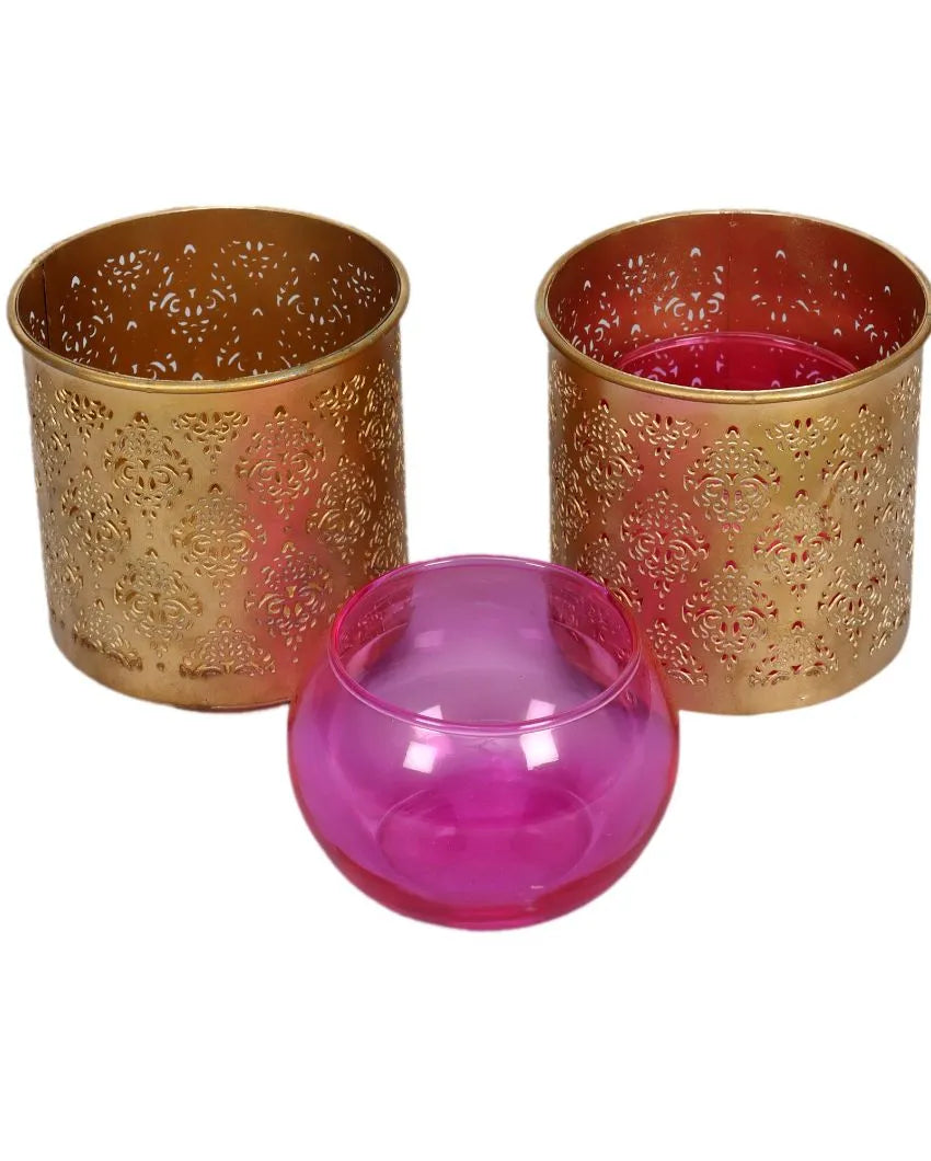 Gandhara Votive With Tea Light Holder | Set Of 2 Pink