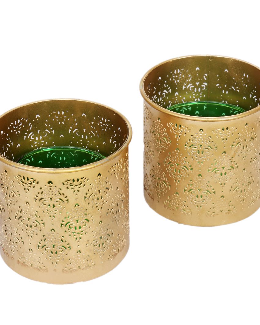 Gandhara Votive With Tea Light Holder | Set Of 2 Green