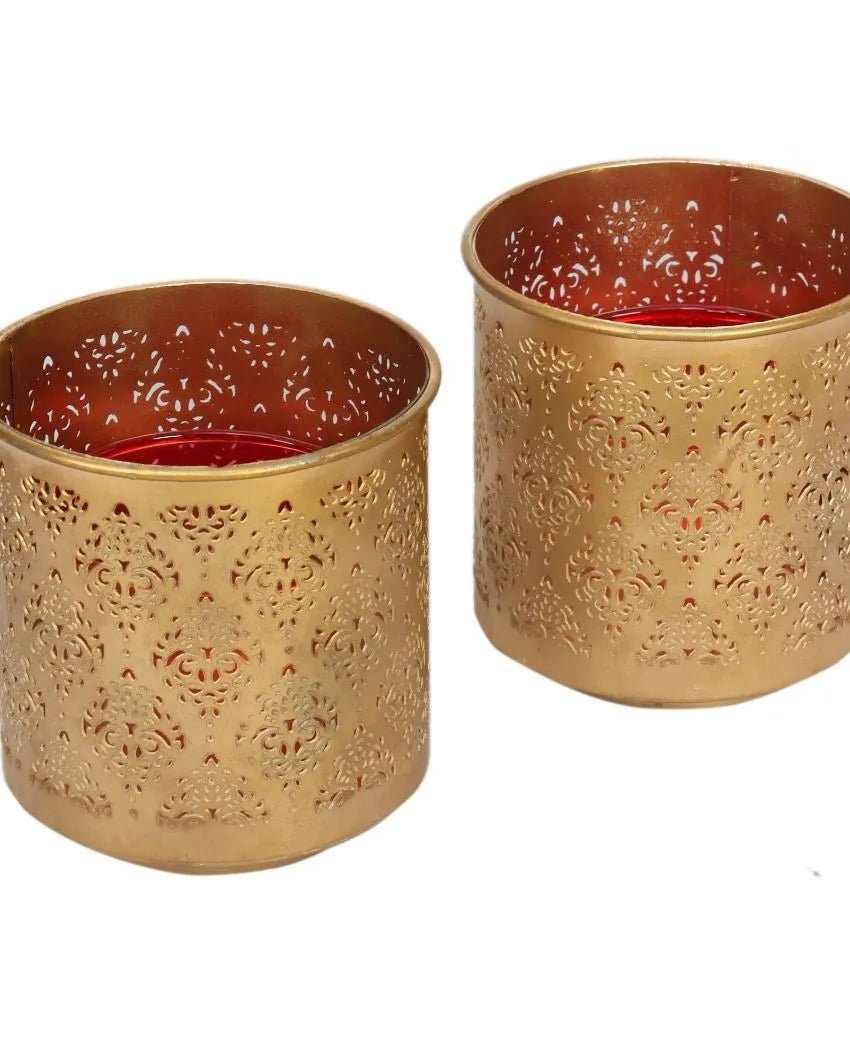 Gandhara Votive With Tea Light Holder | Set Of 2 Red