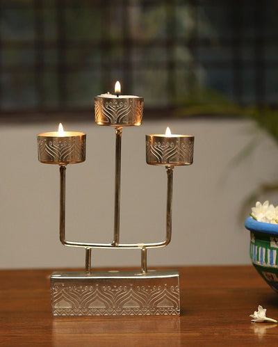 Utsav Silver Plated Tea Light Stand