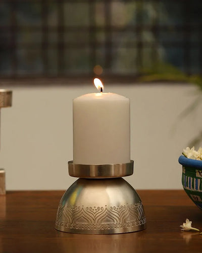 Utsav Silver Plated Candle Stand