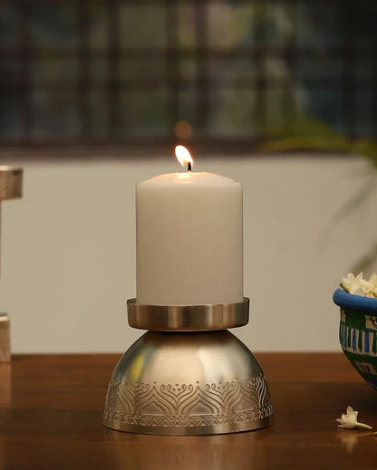 Utsav Silver Plated Candle Stand