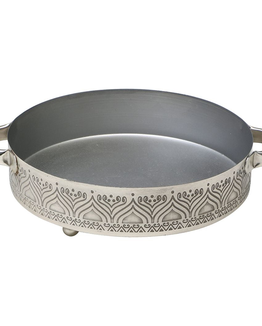 Utsav Silver Plated Candle Tray With Handle
