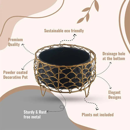 Luxurious Golden Net Black Planter Default Title