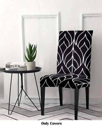 Black and White Non Slip Dining Chair Covers Abstract Printed | 20 x 26 inches