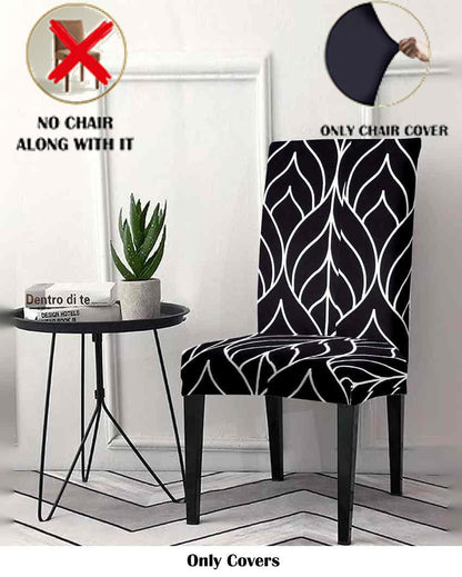 ONLY CHAIR COVER | Black and White Non Slip Dining Chair Covers Abstract Printed | 20 x 26 inches