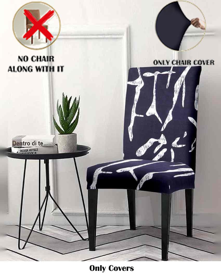 ONLY CHAIR COVER | Black Non Slip Dining Chair Covers Abstract Printed | 20 x 26 inches