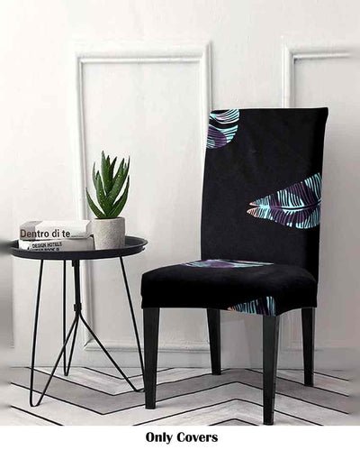 Black and Blue Non Slip Dining Chair Covers Tropical Printed | 20 x 26 inches