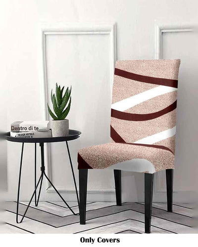 Beige Non Slip Dining Chair Covers Abstract Printed | 20 x 26 inches