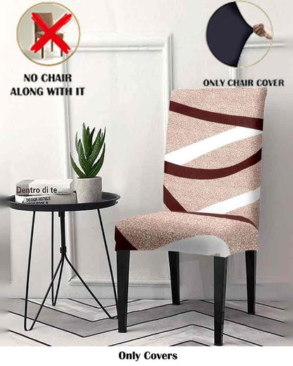 ONLY CHAIR COVER | Beige Non Slip Dining Chair Covers Abstract Printed | 20 x 26 inches