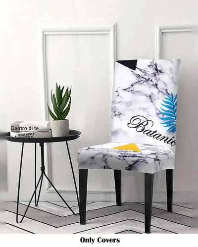 White and Lavender Non Slip Dining Chair Covers Abstract Printed | 20 x 26 inches