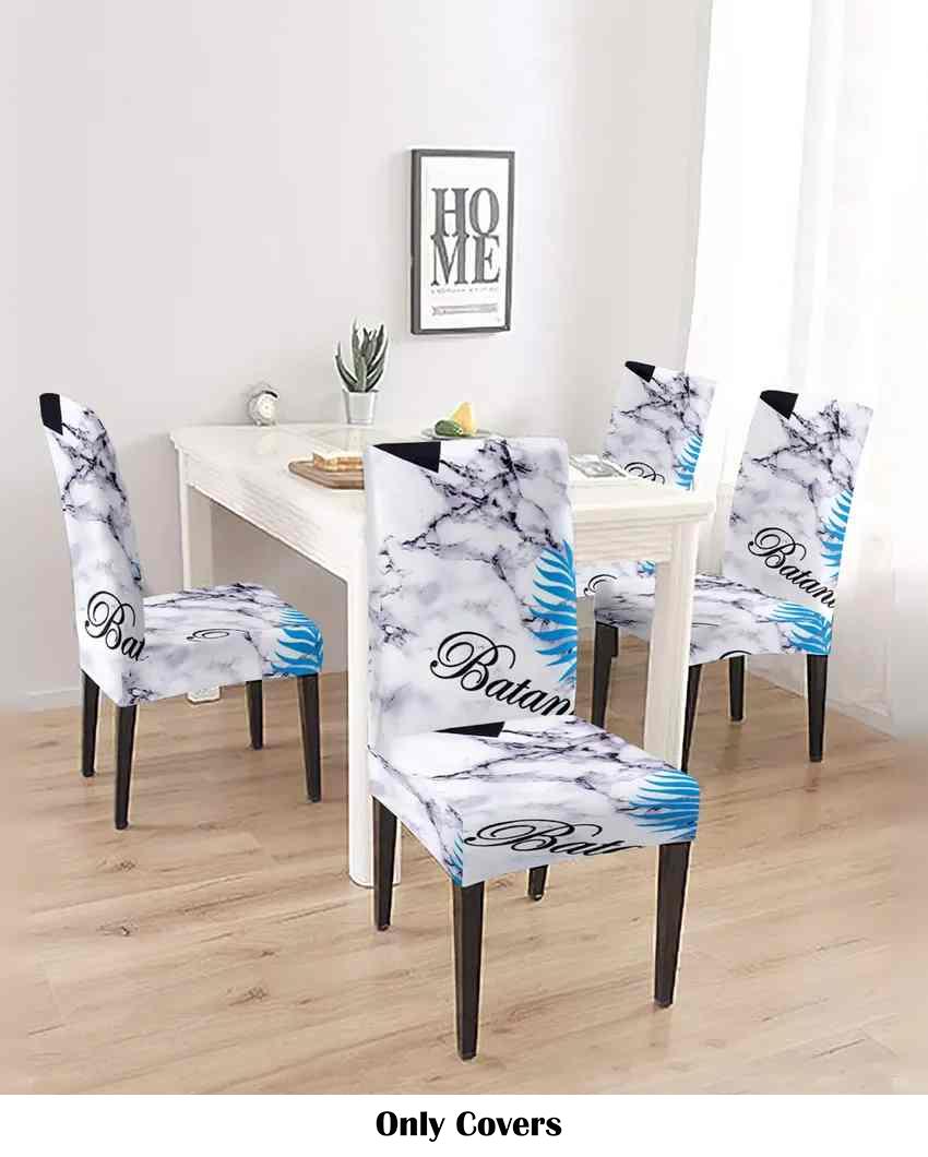 White and Lavender Non Slip Dining Chair Covers Abstract Printed | 20 x 26 inches