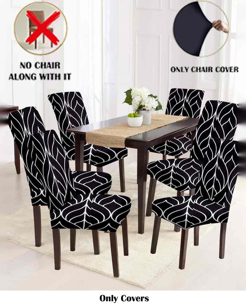 ONLY CHAIR COVER | Black and White Non Slip Dining Chair Covers Abstract Printed | 20 x 26 inches