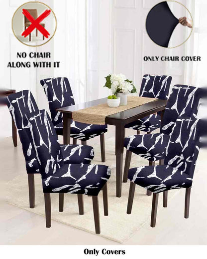 ONLY CHAIR COVER | Black Non Slip Dining Chair Covers Abstract Printed | 20 x 26 inches