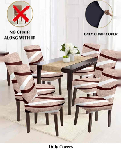 ONLY CHAIR COVER | Beige Non Slip Dining Chair Covers Abstract Printed | 20 x 26 inches