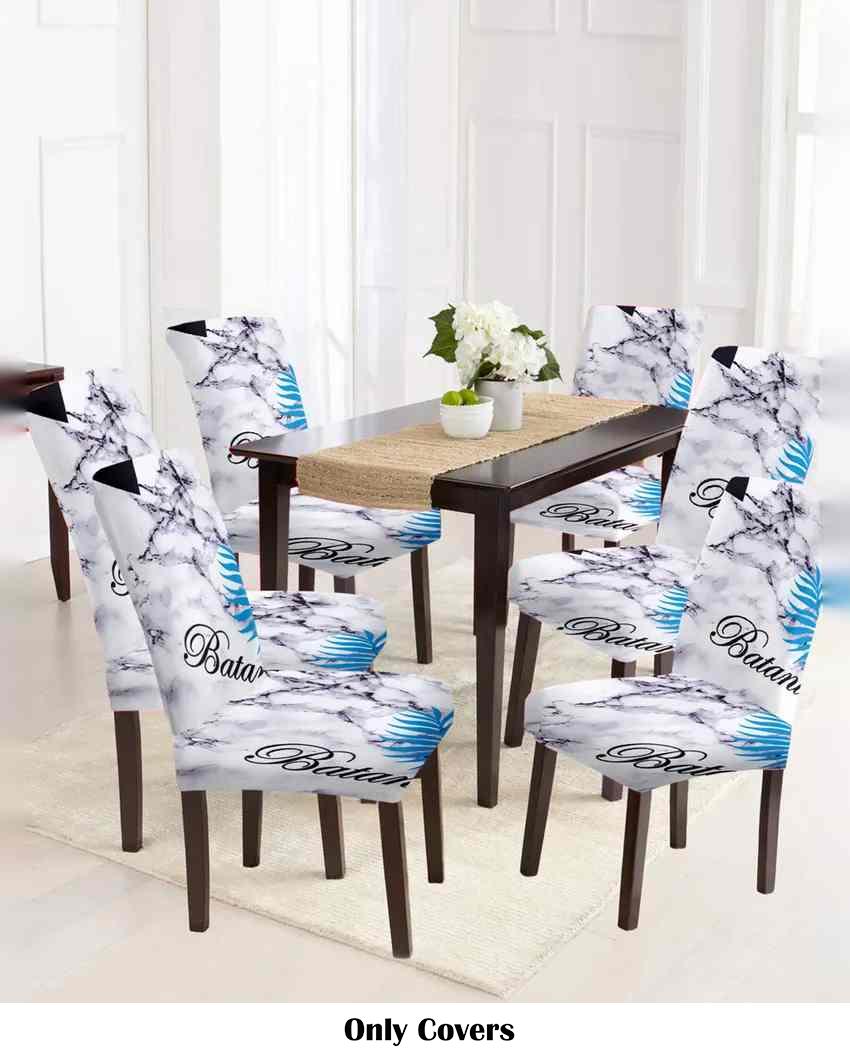 White and Lavender Non Slip Dining Chair Covers Abstract Printed | 20 x 26 inches