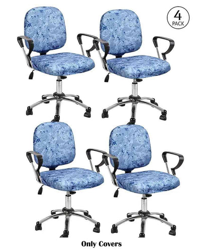 Blue Polyester Stretchable Elastic Digital Printed Office Chair Covers | 18 x 18 inches