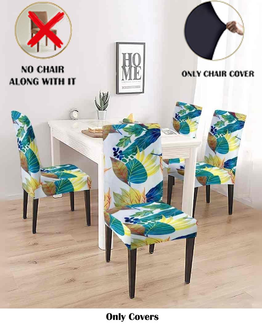 ONLY CHAIR COVER | White and Teal Printed Chair Covers | 18 x 18 inches