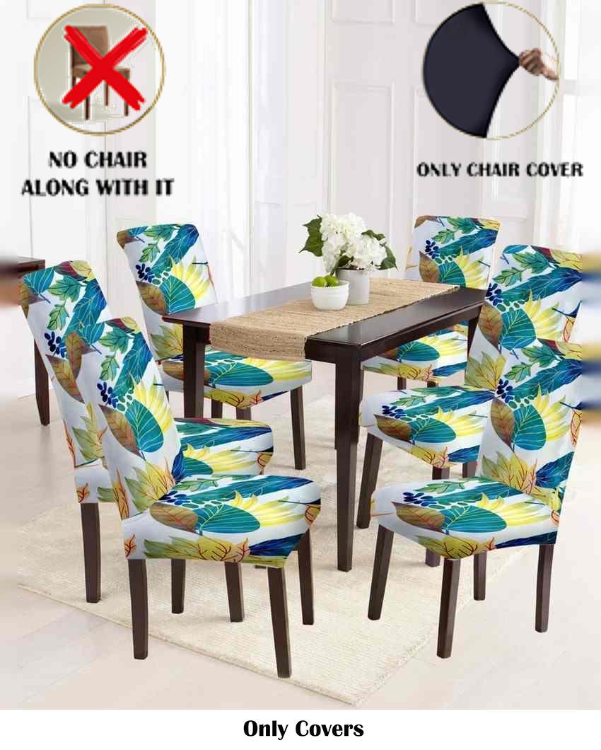 ONLY CHAIR COVER | White and Teal Printed Chair Covers | 18 x 18 inches