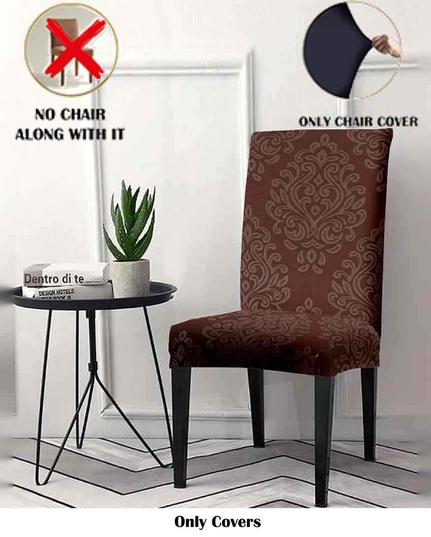 ONLY CHAIR COVER | Brown Ethnic Motif Printed Chair Covers | 18 x 18 inches