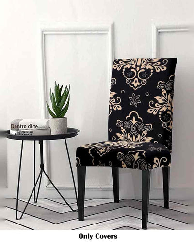 Black and Beige Ethnic Motif Printed Chair Covers | 18 x 18 inches