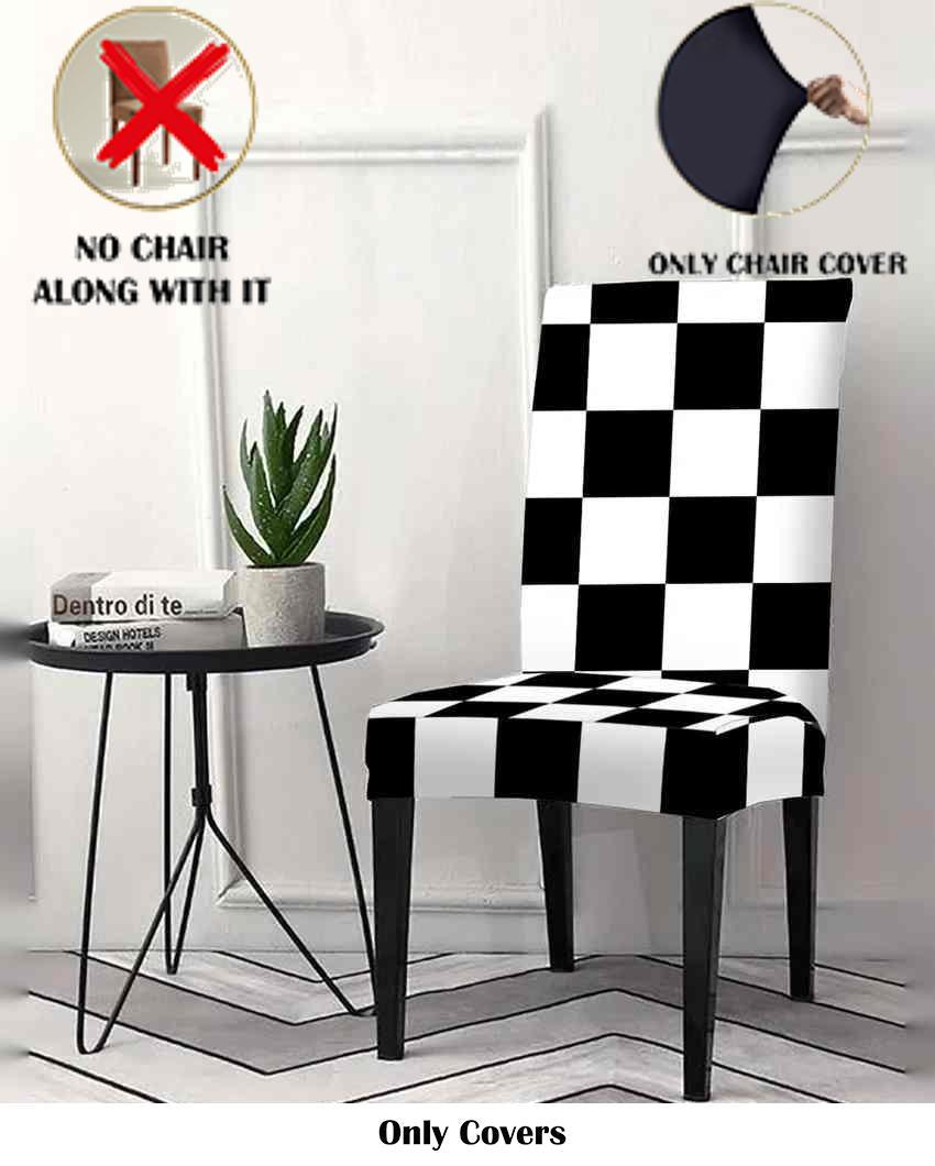 ONLY CHAIR COVER | Black and White Checkered Printed Chair Covers | 18 x 18 inches