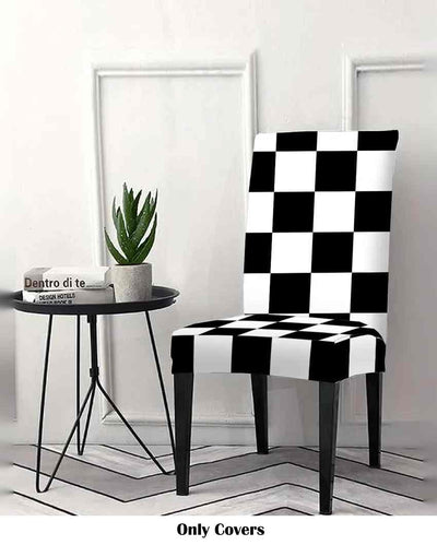 Black and White Checkered Printed Chair Covers | 18 x 18 inches