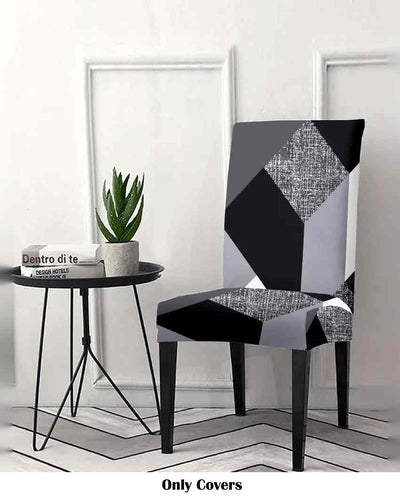 Black and Grey Geometric Printed Chair Covers | 18 x 18 inches