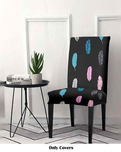 Black Feather Printed Chair Covers | 18 x 18 inches