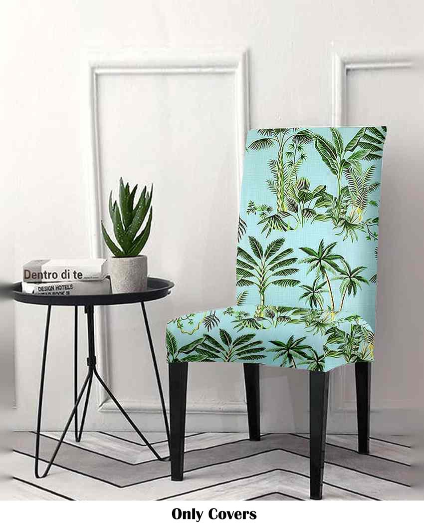 Sea Green Tropical Printed Chair Covers | 18 x 18 inches