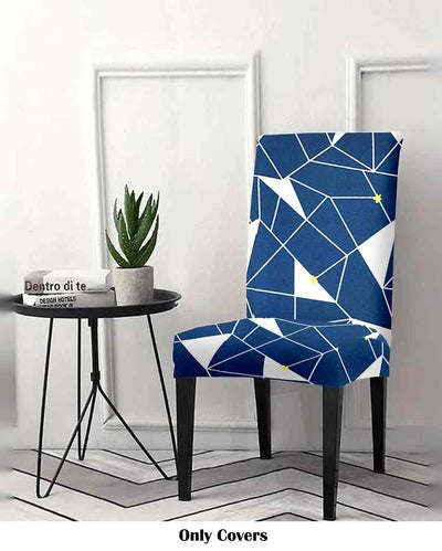 Blue and White Geometric Printed Chair Covers | 18 x 18 inches