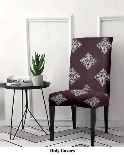 Brown and White Ethnic Motif Printed Chair Covers | 18 x 18 inches