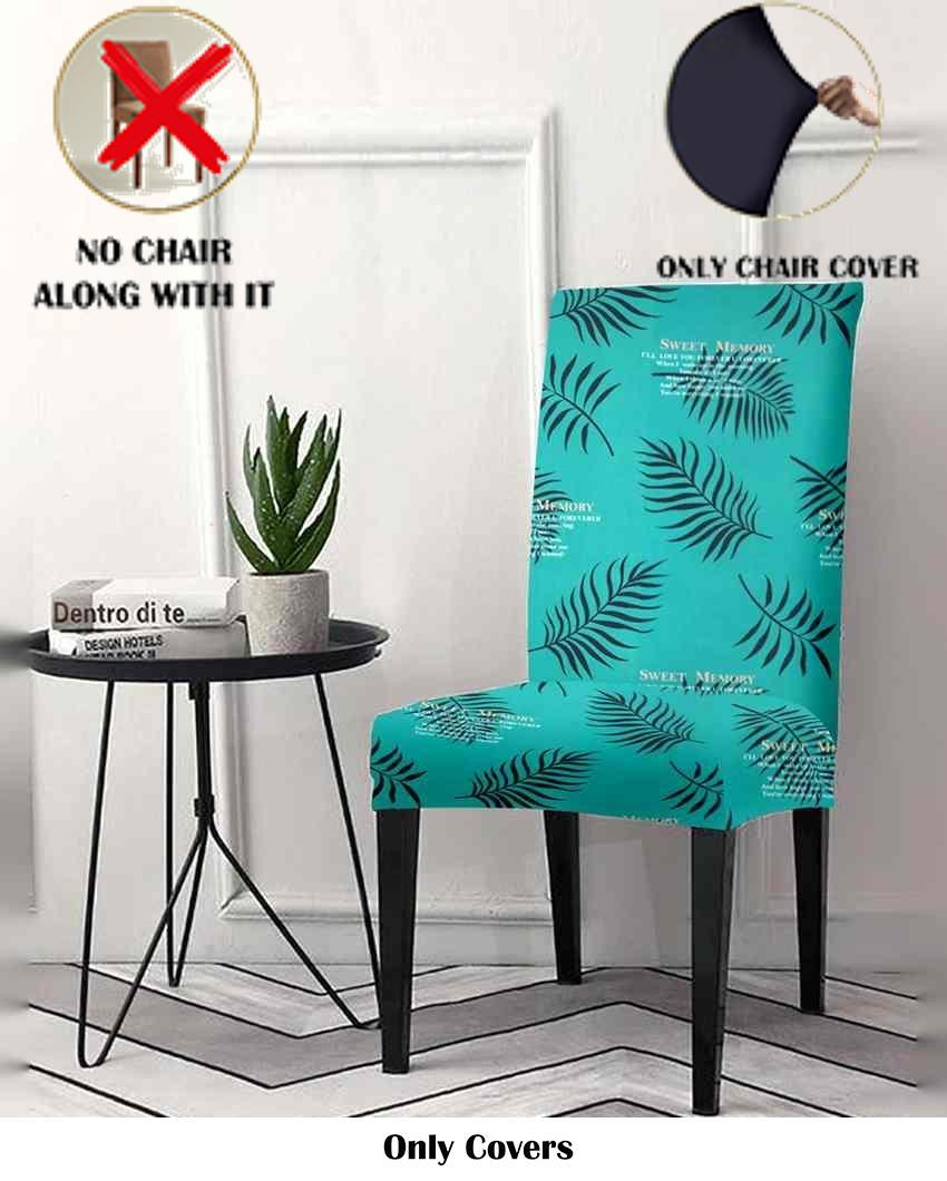 ONLY CHAIR COVER | Teal Leaf Printed Chair Covers | 18 x 18 inches