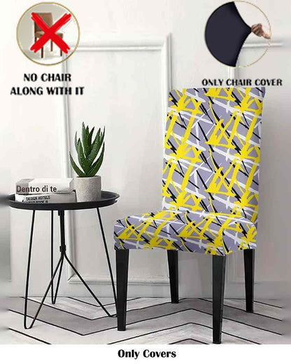 ONLY CHAIR COVER | Yellow and Grey Abstract Printed Chair Covers | 18 x 18 inches