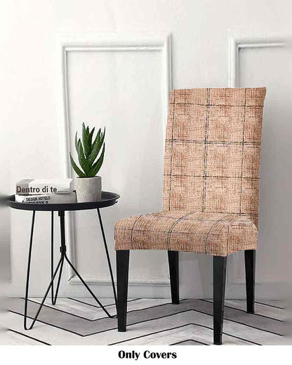 Beige Checkered Printed Chair Covers | 18 x 18 inches