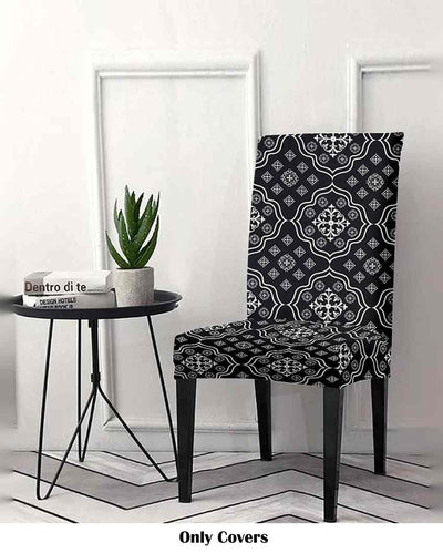 Black and White Ethnic Motif Printed Chair Covers | 18 x 18 inches