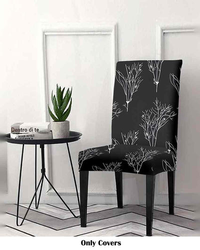 Black and White Leaf Printed Chair Covers | 18 x 18 inches