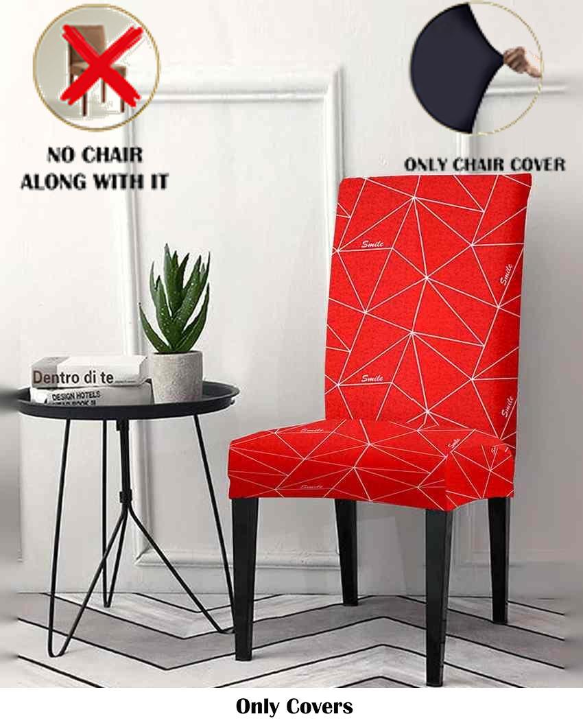 ONLY CHAIR COVER | Red and White Geometric Printed Chair Covers | 18 x 18 inches