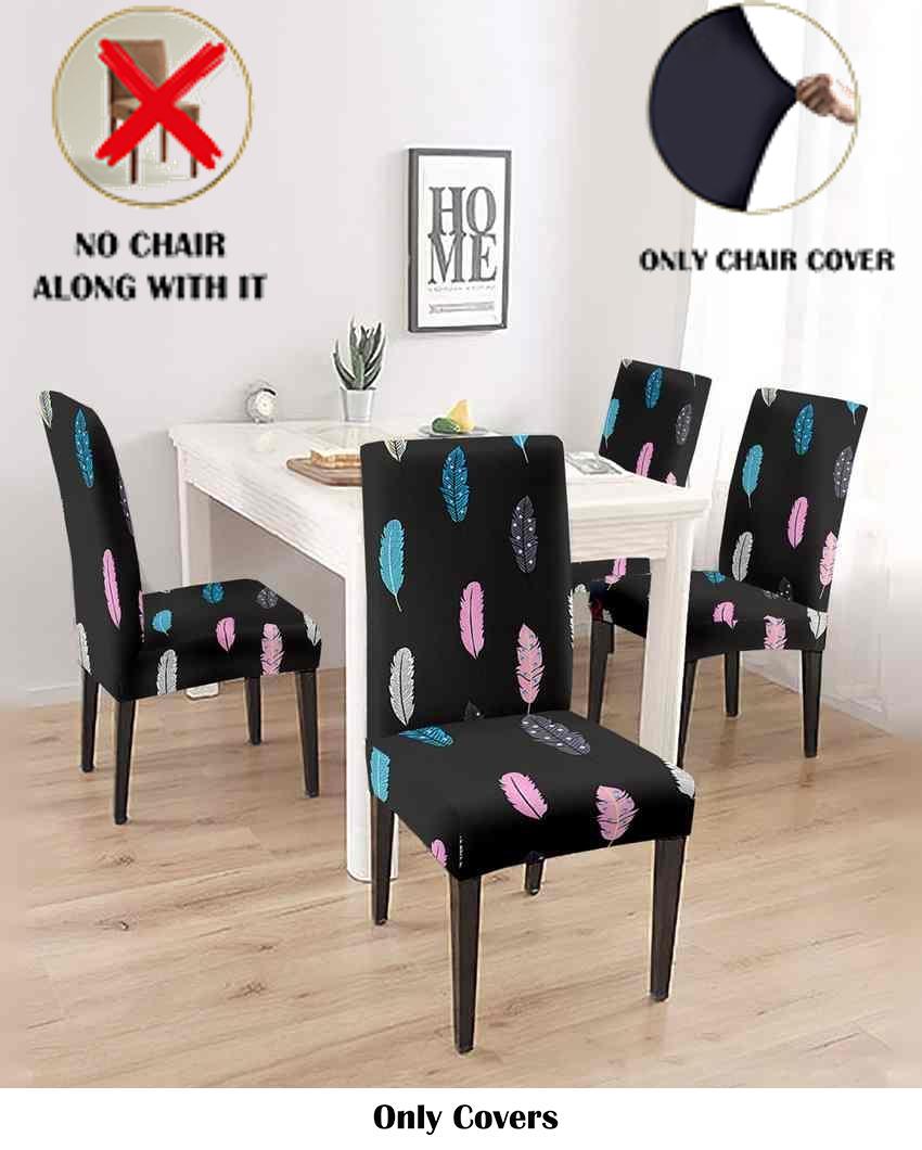 ONLY CHAIR COVER | Black Feather Printed Chair Covers | 18 x 18 inches