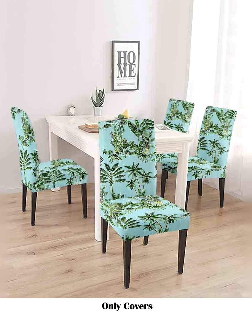 Sea Green Tropical Printed Chair Covers | 18 x 18 inches