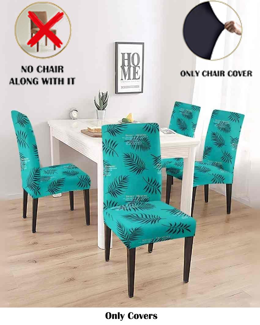 ONLY CHAIR COVER | Teal Leaf Printed Chair Covers | 18 x 18 inches