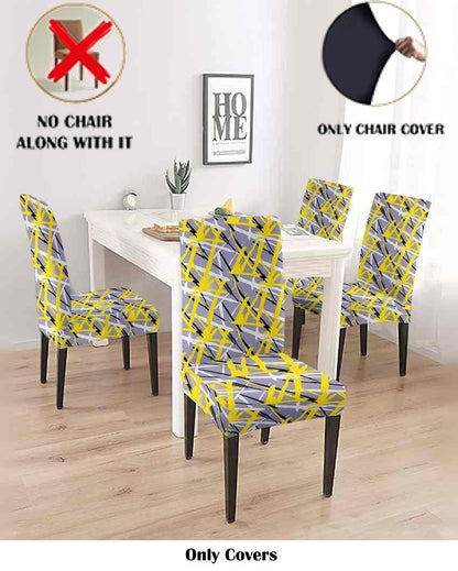 ONLY CHAIR COVER | Yellow and Grey Abstract Printed Chair Covers | 18 x 18 inches